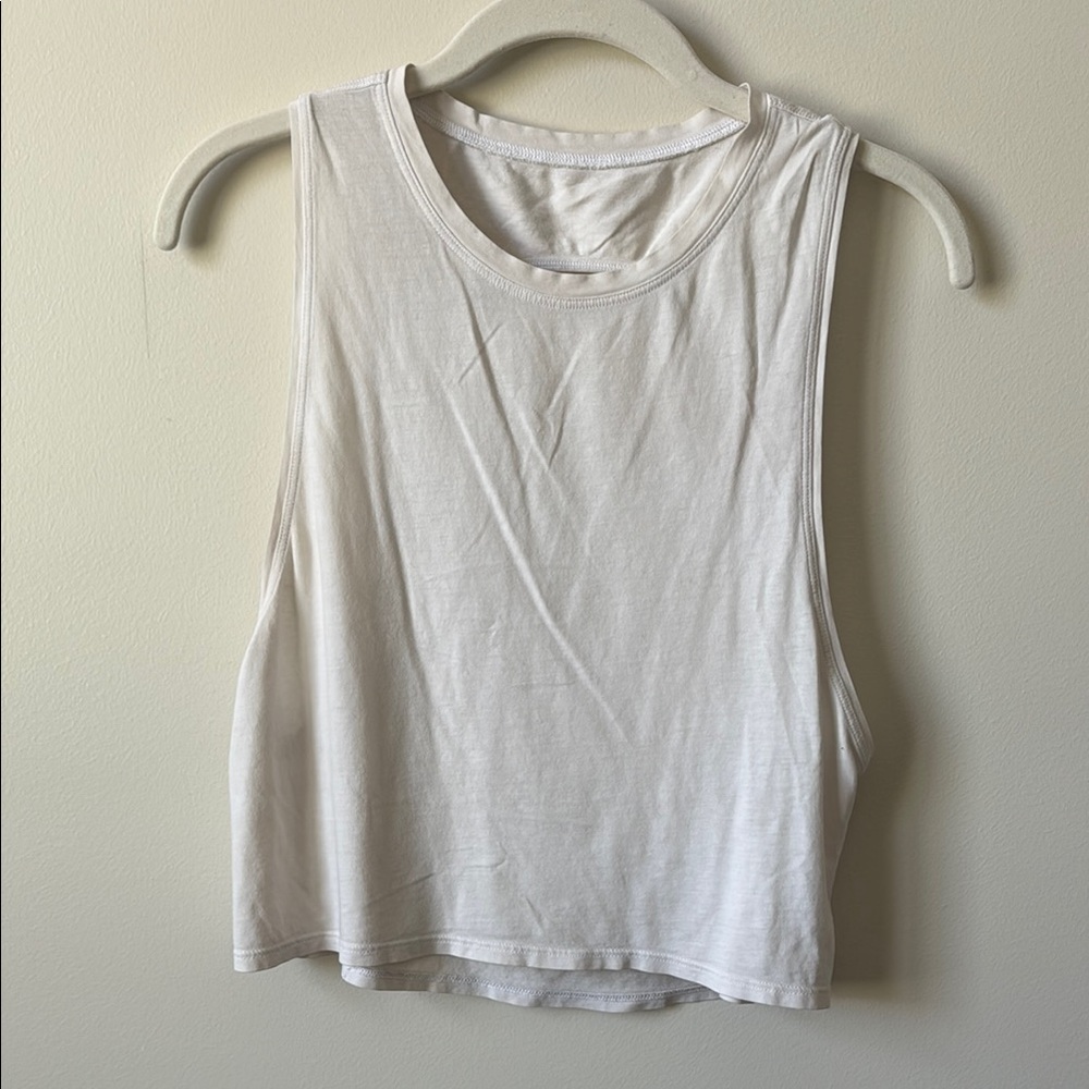 Lululemon Athletica White Sleeveless Crop Muscle Tee